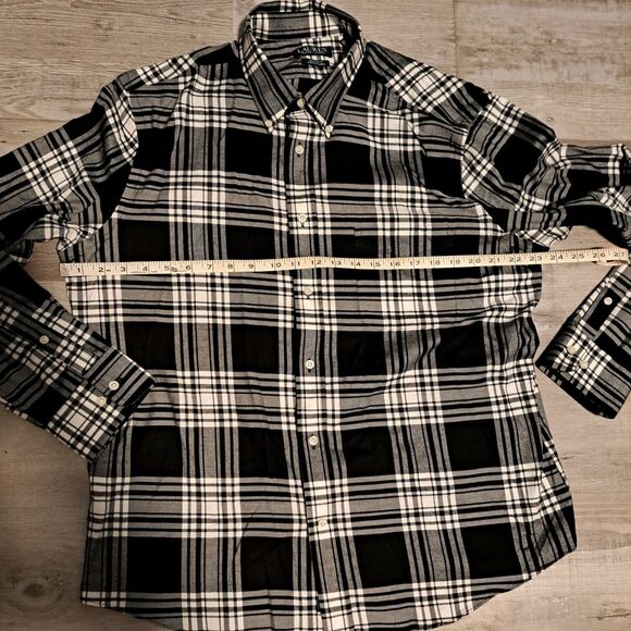 Lauren Ralph Lauren Black Plaid Men's Regular Shirt Long Sleeve Button Down L - Picture 7 of 10